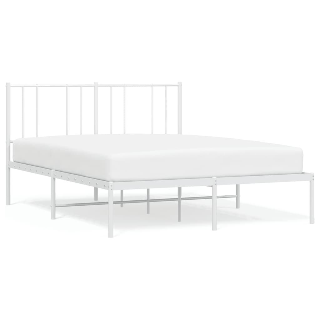 vidaXL Metal Bed Frame without Mattress with Headboard White 140x200cm