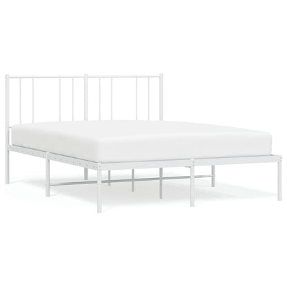 vidaXL Metal Bed Frame without Mattress with Headboard White 140x200cm