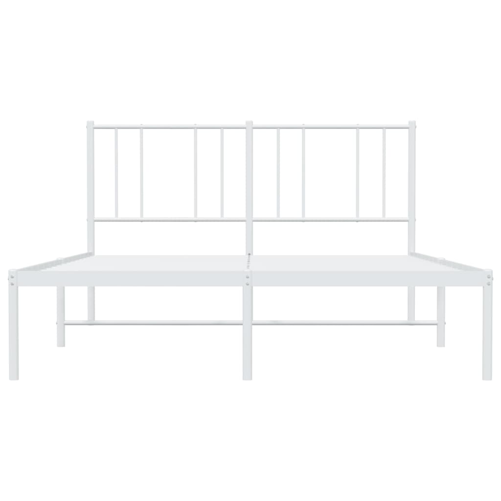 vidaXL Metal Bed Frame without Mattress with Headboard White 140x200cm