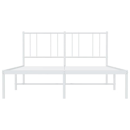 vidaXL Metal Bed Frame without Mattress with Headboard White 140x200cm