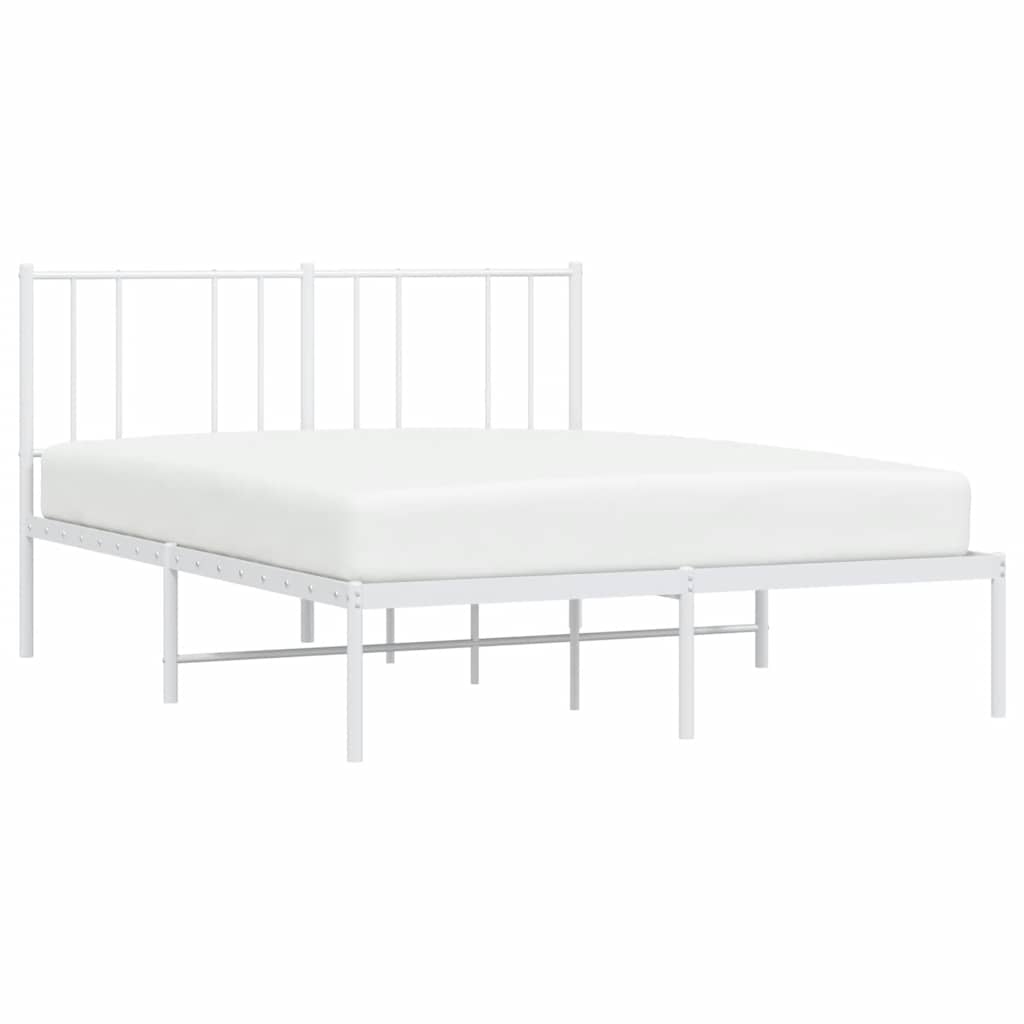 vidaXL Metal Bed Frame without Mattress with Headboard White 150x200cm