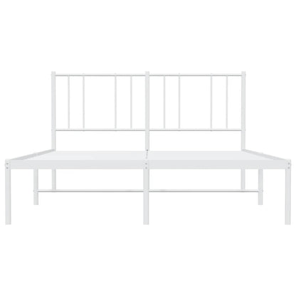 vidaXL Metal Bed Frame without Mattress with Headboard White 150x200cm