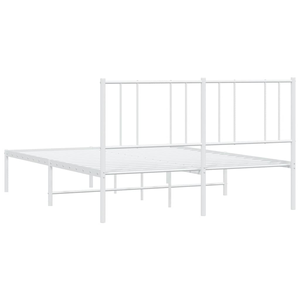 vidaXL Metal Bed Frame without Mattress with Headboard White 150x200cm