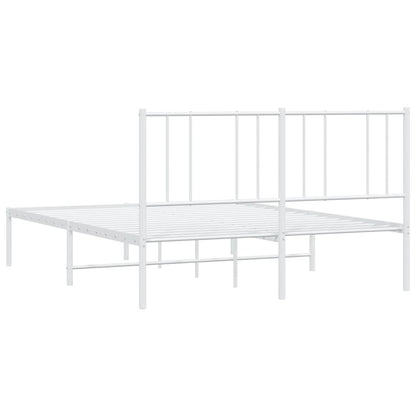 vidaXL Metal Bed Frame without Mattress with Headboard White 150x200cm