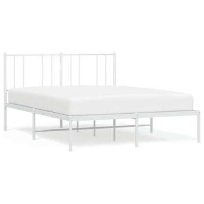 vidaXL Metal Bed Frame without Mattress with Headboard White 160x200cm