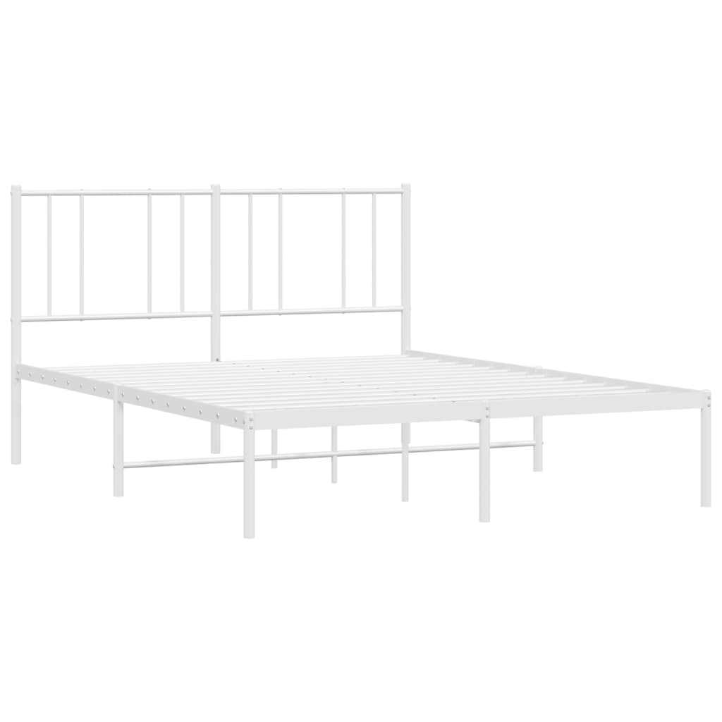 vidaXL Metal Bed Frame without Mattress with Headboard White 160x200cm