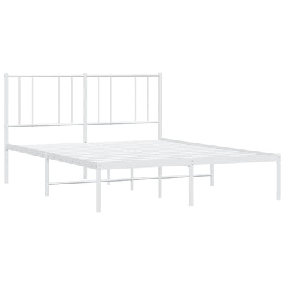 vidaXL Metal Bed Frame without Mattress with Headboard White 160x200cm