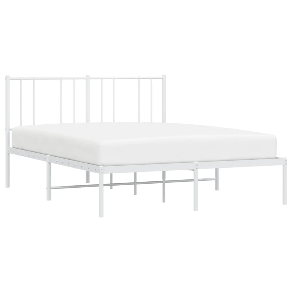 vidaXL Metal Bed Frame without Mattress with Headboard White 160x200cm