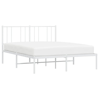 vidaXL Metal Bed Frame without Mattress with Headboard White 160x200cm