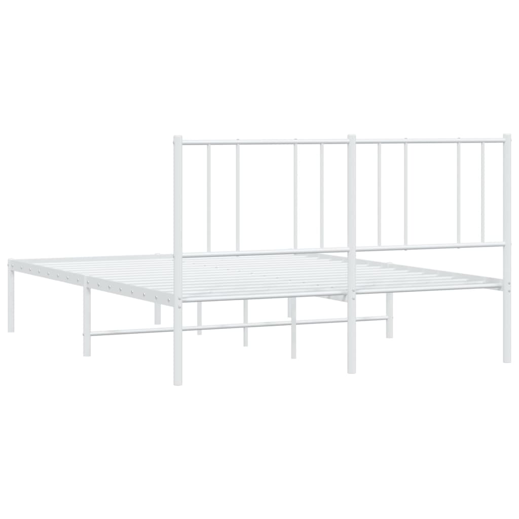 vidaXL Metal Bed Frame without Mattress with Headboard White 160x200cm