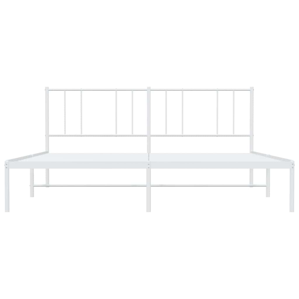 vidaXL Metal Bed Frame without Mattress with Headboard White 180x200cm