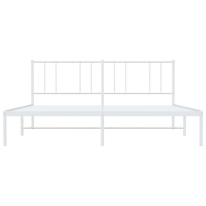 vidaXL Metal Bed Frame without Mattress with Headboard White 180x200cm