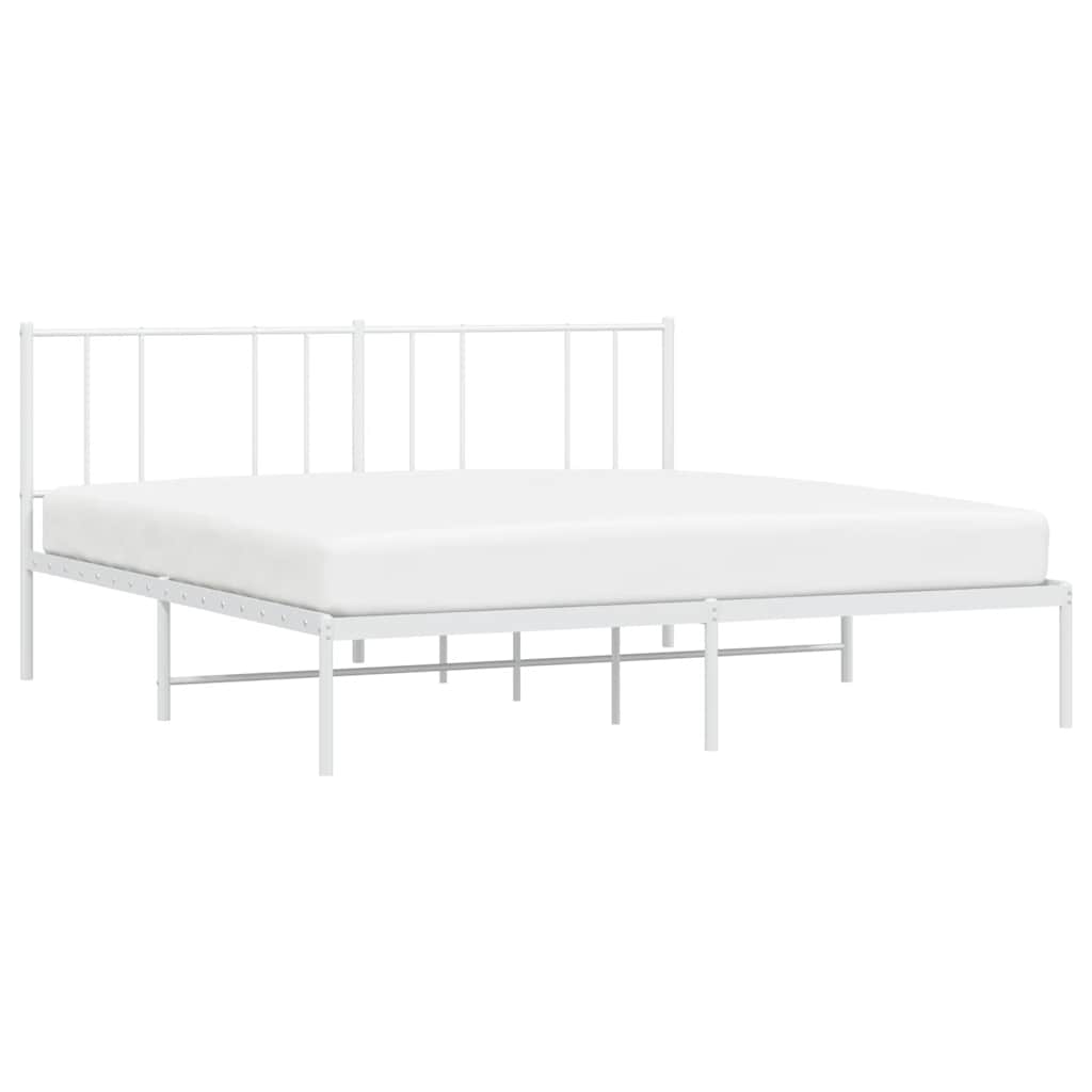 vidaXL Metal Bed Frame without Mattress with Headboard White 183x213cm