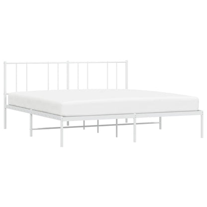 vidaXL Metal Bed Frame without Mattress with Headboard White 183x213cm