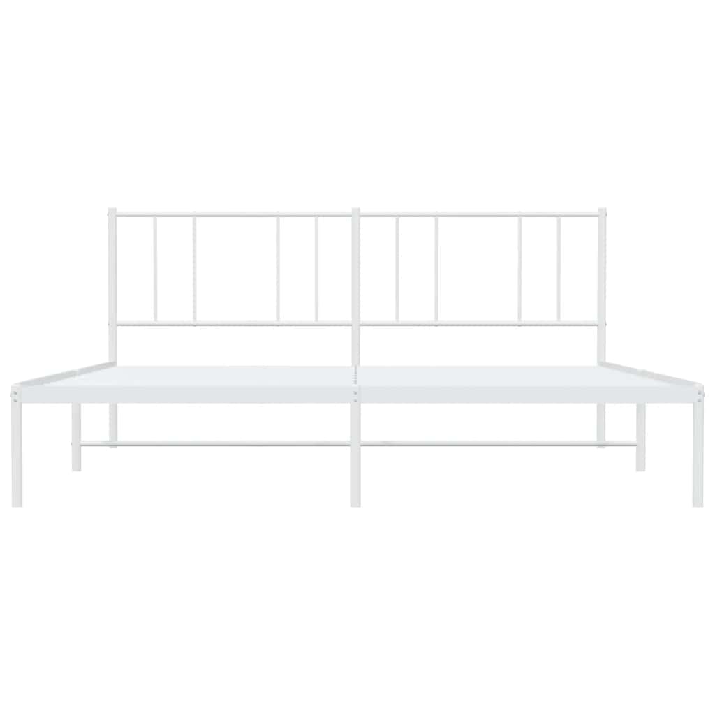 vidaXL Metal Bed Frame without Mattress with Headboard White 183x213cm