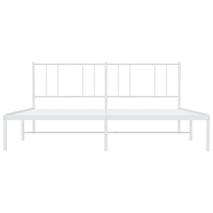 vidaXL Metal Bed Frame without Mattress with Headboard White 183x213cm