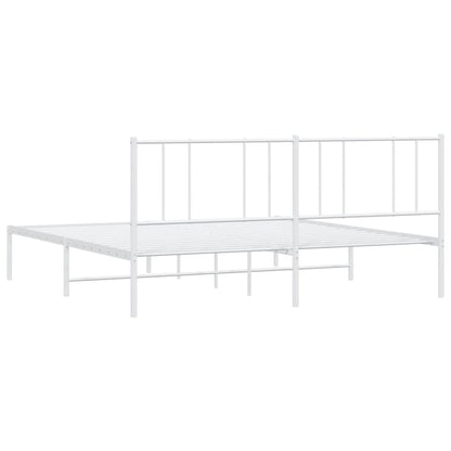 vidaXL Metal Bed Frame without Mattress with Headboard White 183x213cm