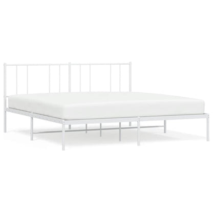 vidaXL Metal Bed Frame without Mattress with Headboard White 193x203cm