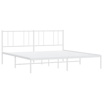 vidaXL Metal Bed Frame without Mattress with Headboard White 193x203cm