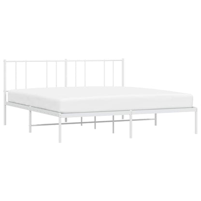 vidaXL Metal Bed Frame without Mattress with Headboard White 193x203cm