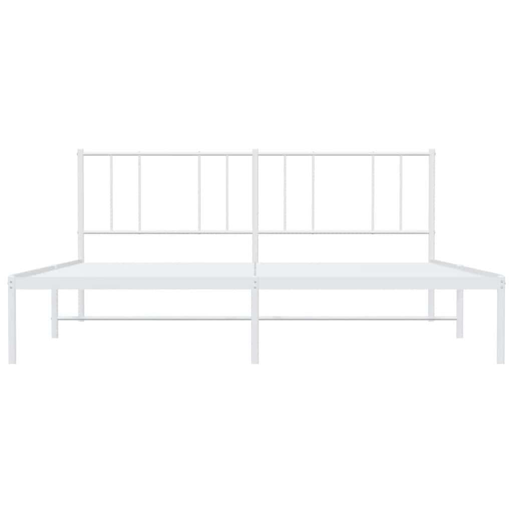 vidaXL Metal Bed Frame without Mattress with Headboard White 193x203cm