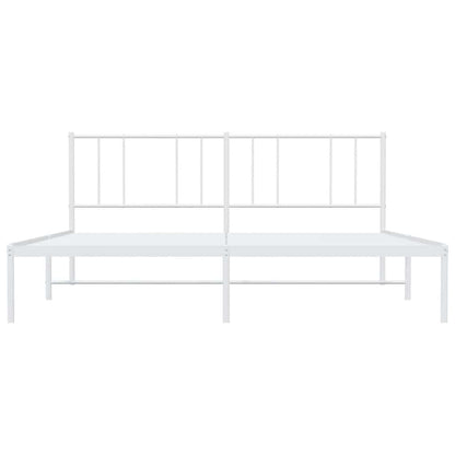 vidaXL Metal Bed Frame without Mattress with Headboard White 193x203cm