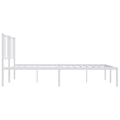 vidaXL Metal Bed Frame without Mattress with Headboard White 193x203cm