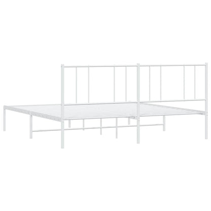 vidaXL Metal Bed Frame without Mattress with Headboard White 193x203cm
