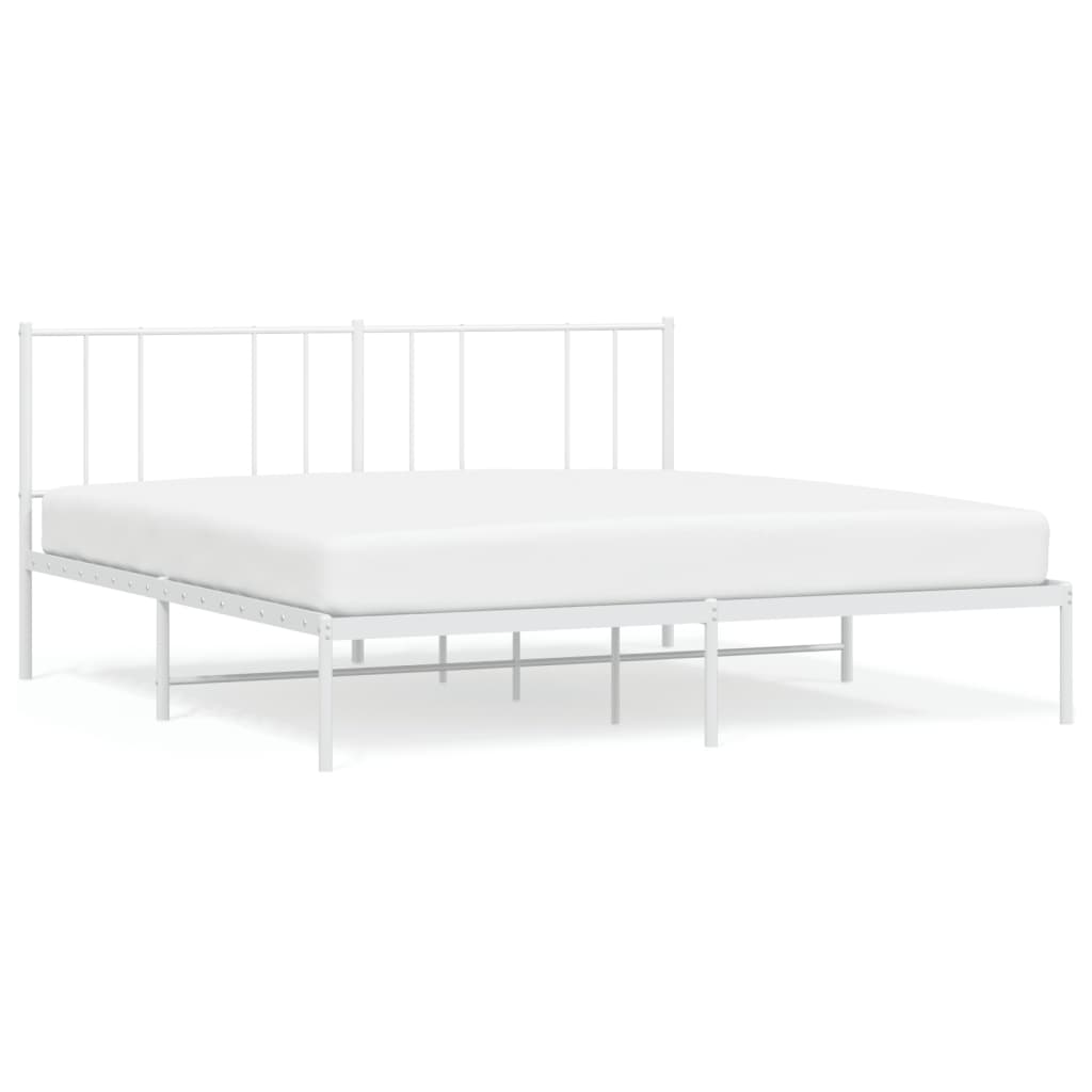 vidaXL Metal Bed Frame without Mattress with Headboard White 200x200cm
