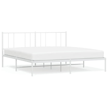 vidaXL Metal Bed Frame without Mattress with Headboard White 200x200cm