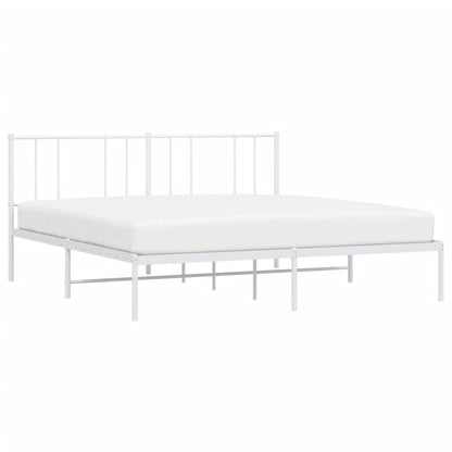 vidaXL Metal Bed Frame without Mattress with Headboard White 200x200cm