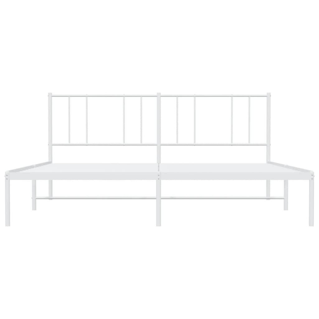 vidaXL Metal Bed Frame without Mattress with Headboard White 200x200cm