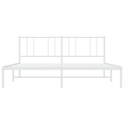 vidaXL Metal Bed Frame without Mattress with Headboard White 200x200cm