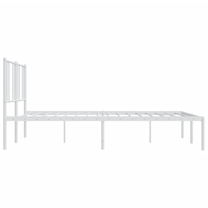 vidaXL Metal Bed Frame without Mattress with Headboard White 200x200cm