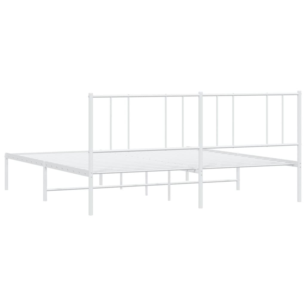 vidaXL Metal Bed Frame without Mattress with Headboard White 200x200cm