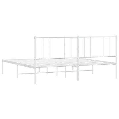 vidaXL Metal Bed Frame without Mattress with Headboard White 200x200cm
