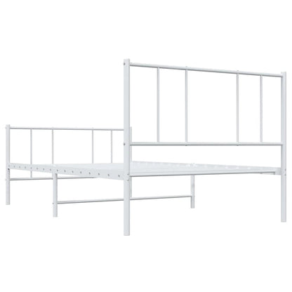 vidaXL Metal Bed Frame without Mattress with Footboard White 75x190cm