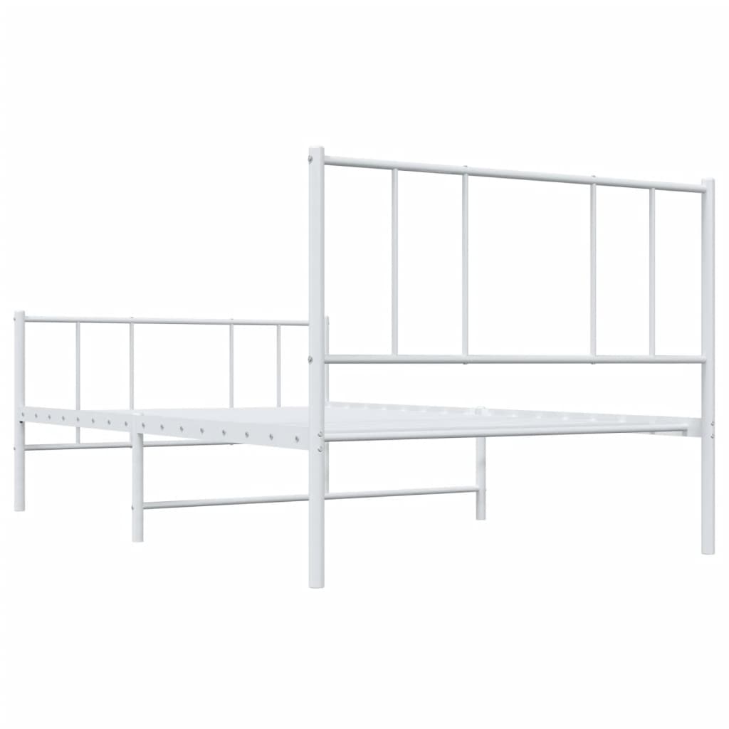 vidaXL Metal Bed Frame without Mattress with Footboard White 80x200cm