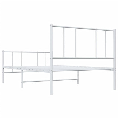 vidaXL Metal Bed Frame without Mattress with Footboard White 80x200cm