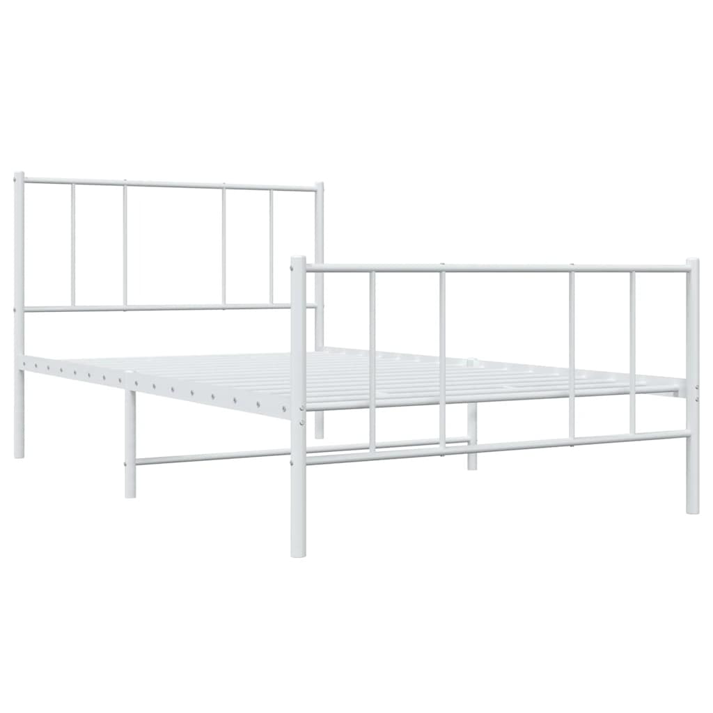 vidaXL Metal Bed Frame without Mattress with Footboard White 90x190cm