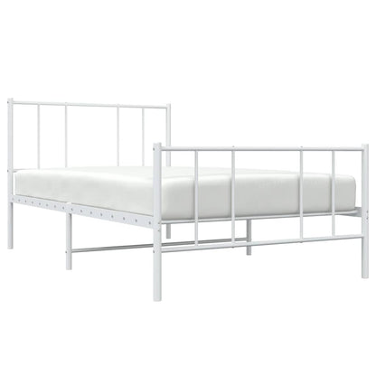 vidaXL Metal Bed Frame without Mattress with Footboard White 90x190cm