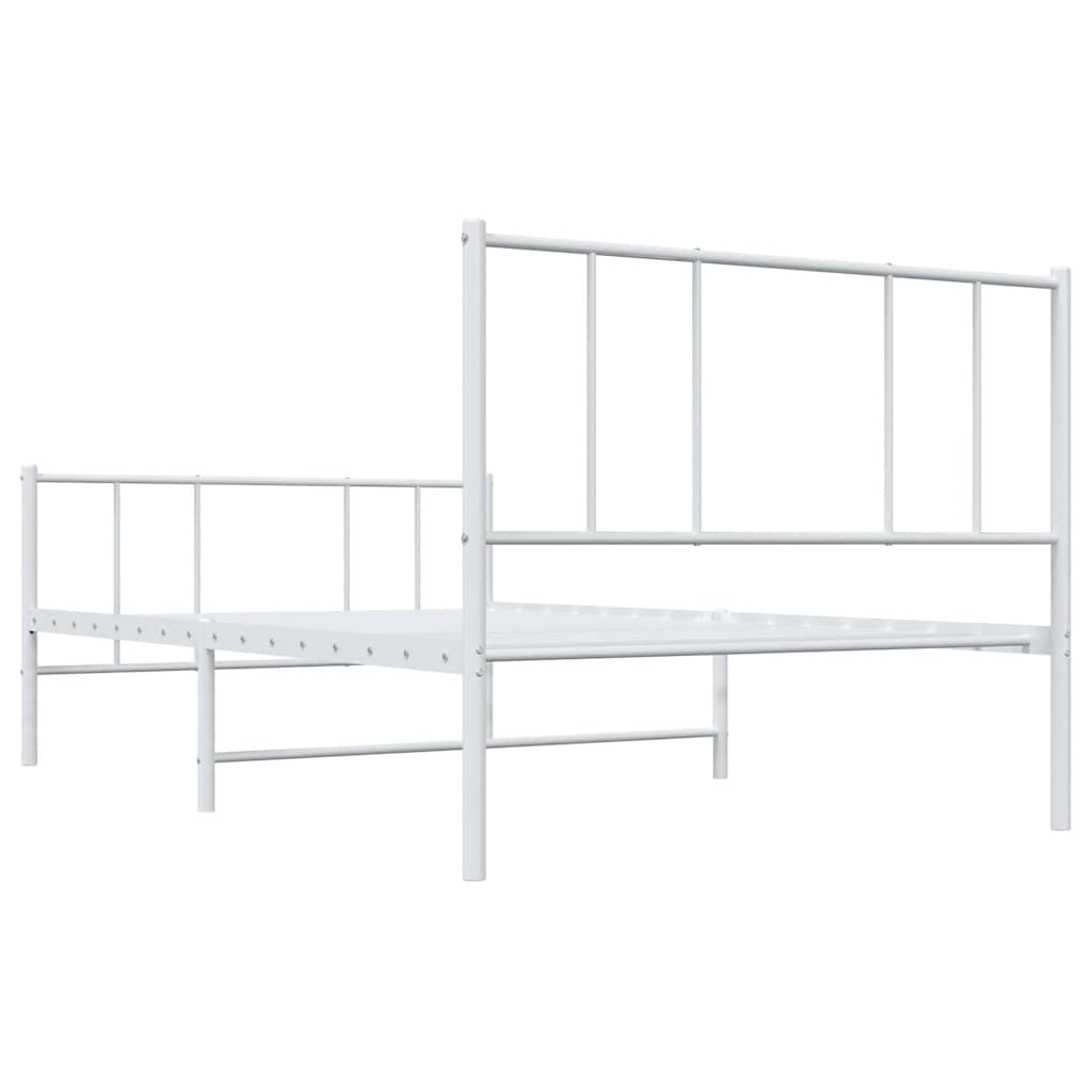 vidaXL Metal Bed Frame without Mattress with Footboard White 90x190cm