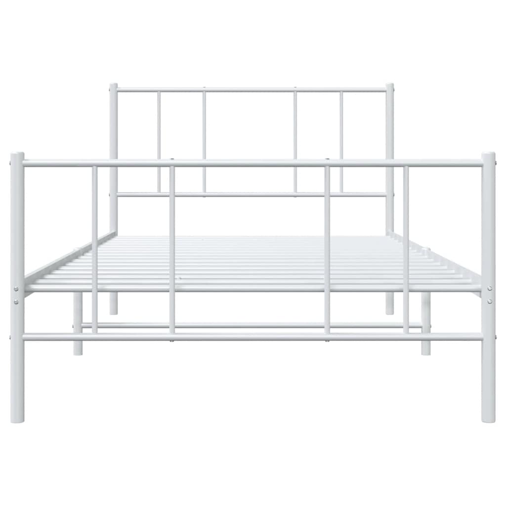 vidaXL Metal Bed Frame without Mattress with Footboard White 90x200cm