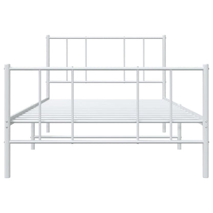 vidaXL Metal Bed Frame without Mattress with Footboard White 90x200cm