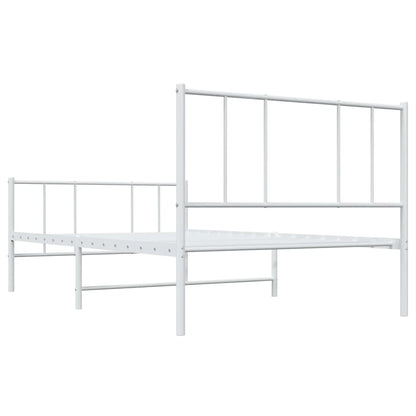 vidaXL Metal Bed Frame without Mattress with Footboard White 90x200cm