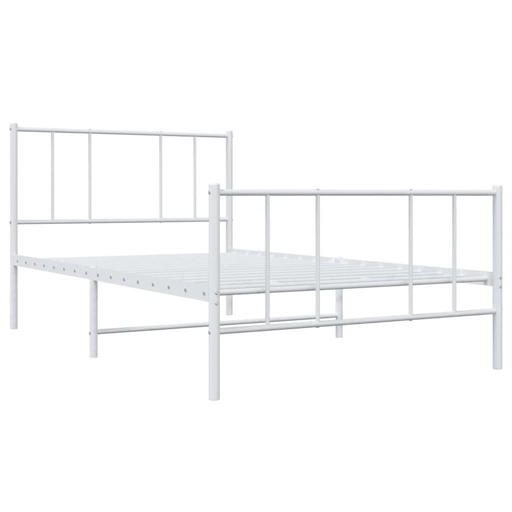 vidaXL Metal Bed Frame without Mattress with Footboard White 100x190cm