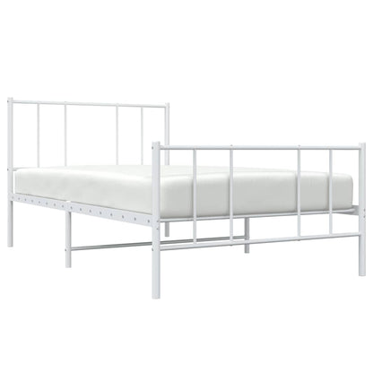 vidaXL Metal Bed Frame without Mattress with Footboard White 100x190cm