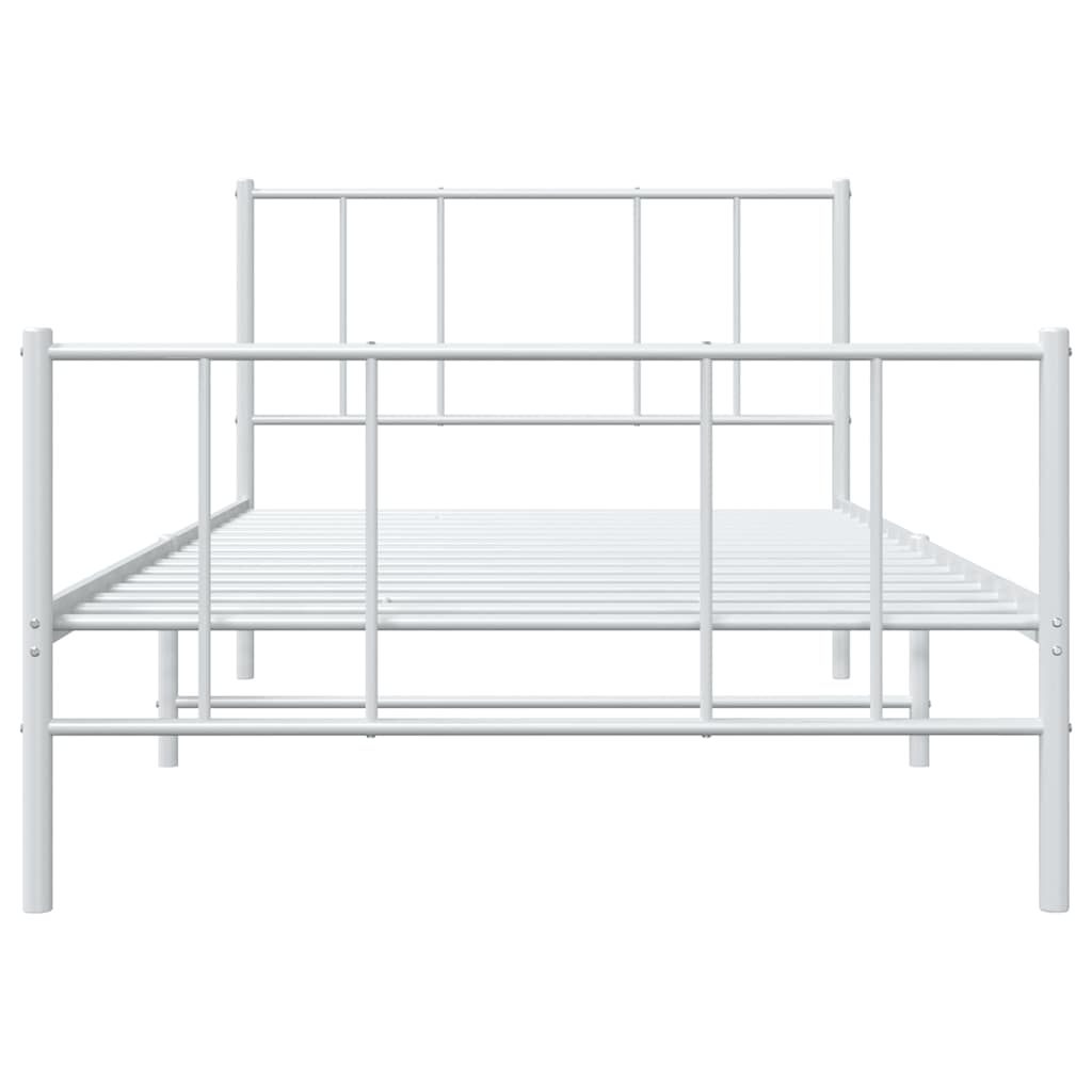 vidaXL Metal Bed Frame without Mattress with Footboard White 100x190cm