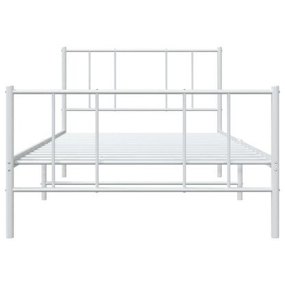 vidaXL Metal Bed Frame without Mattress with Footboard White 100x190cm