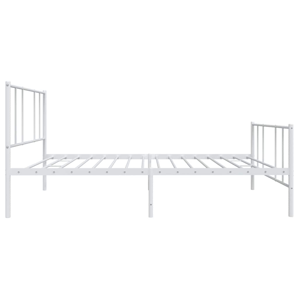 vidaXL Metal Bed Frame without Mattress with Footboard White 100x190cm